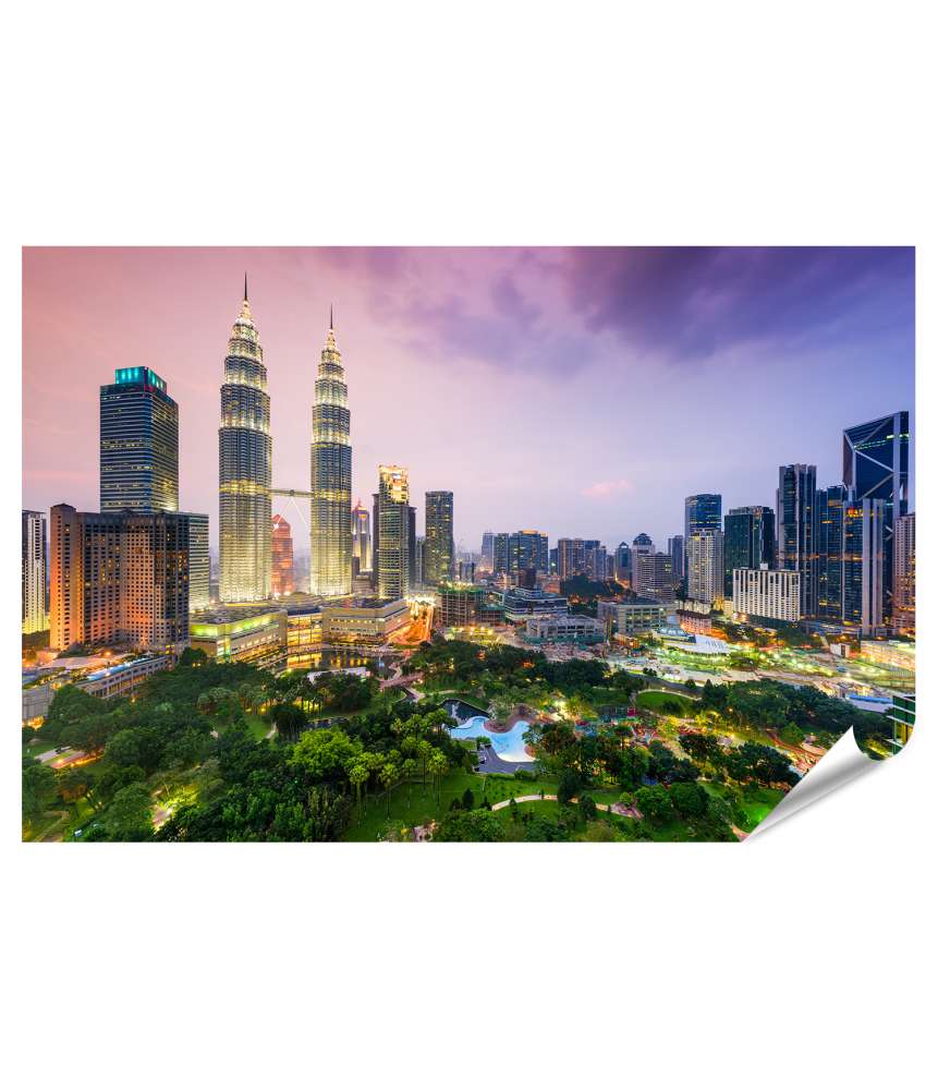 Islandburner Premium Poster Skyline von Kuala Lumpur, Malaysia, als Wandbild