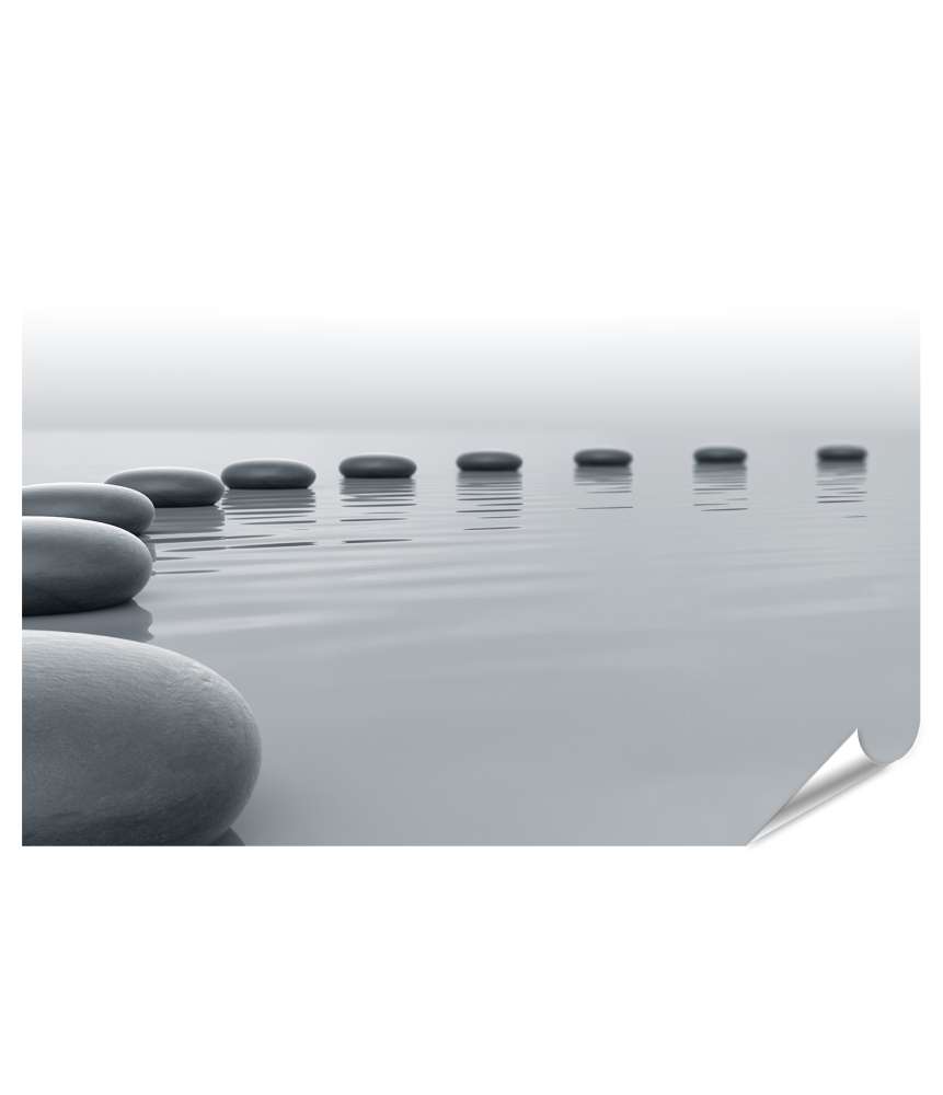 Islandburner Premium Poster Zen-Steine formen einen meditativen Kreis im Wasser - Spa-Wandbild