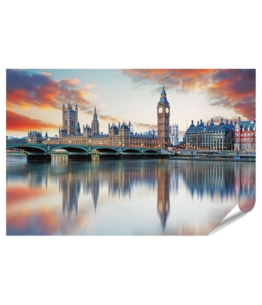 Islandburner Premium Poster Londoner Big Ben und Houses of Parliament, Großbritannien-Wandbild