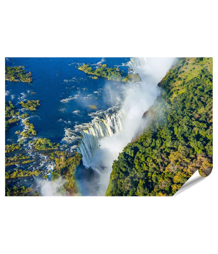 Islandburner Premium Poster Atemberaubende Vogelperspektive des majestätischen Victoria Falls Wasserfalls