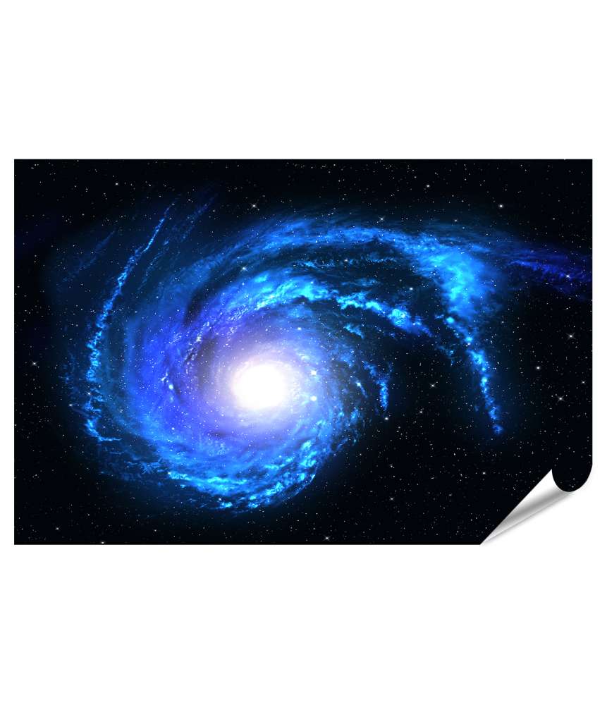 Islandburner Premium Poster Sternenspirale in blauer Galaxie des Universums