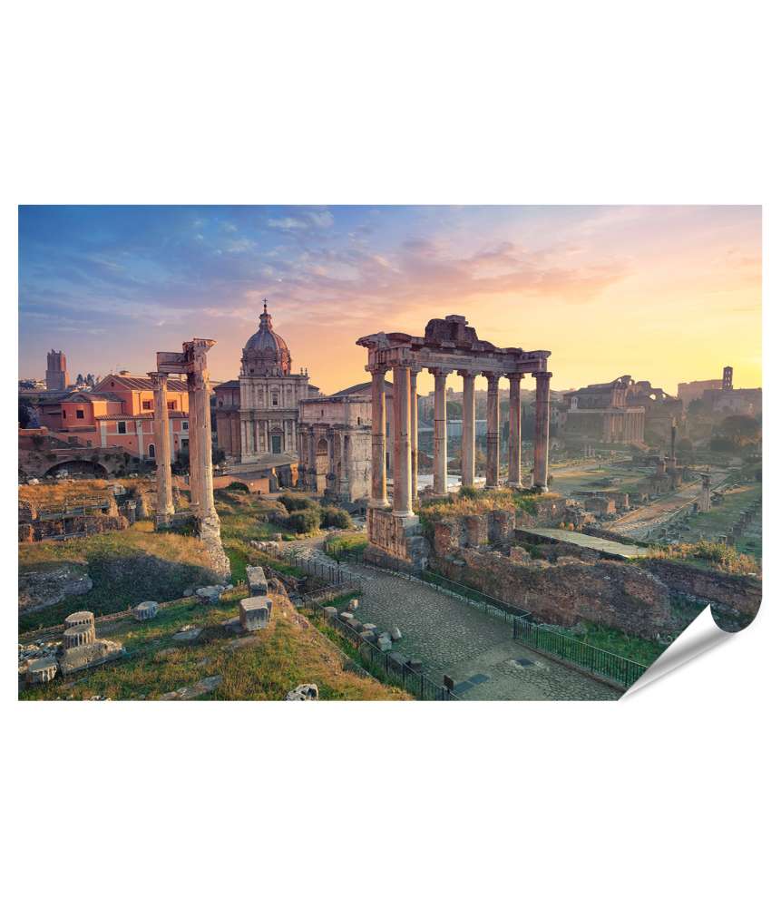 Islandburner Premium Poster Sonnenaufgang über dem Forum Romanum in Rom, Italien - Wandbild