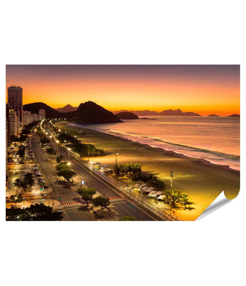 Islandburner Premium Poster Morgenrot an Copacabana Strand in Rio De Janeiro, Brasilien