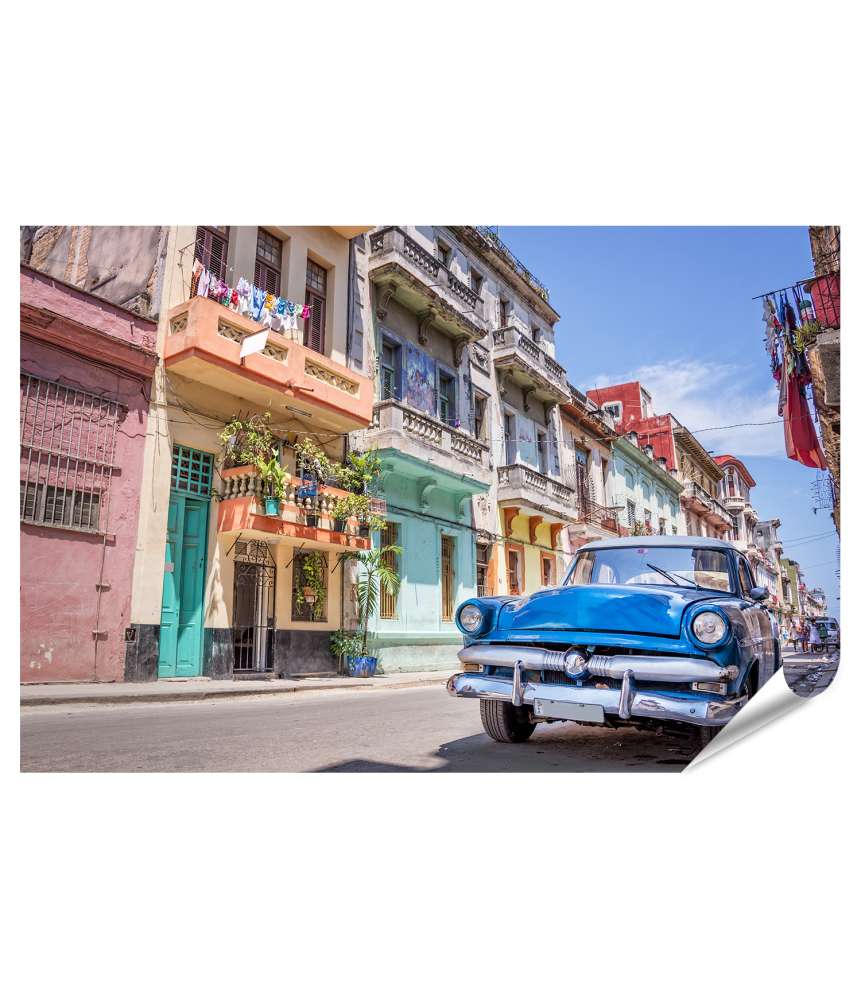 Islandburner Premium Poster Klassisches amerikanisches Oldtimer-Auto in Havanna, Kuba - Wandbild