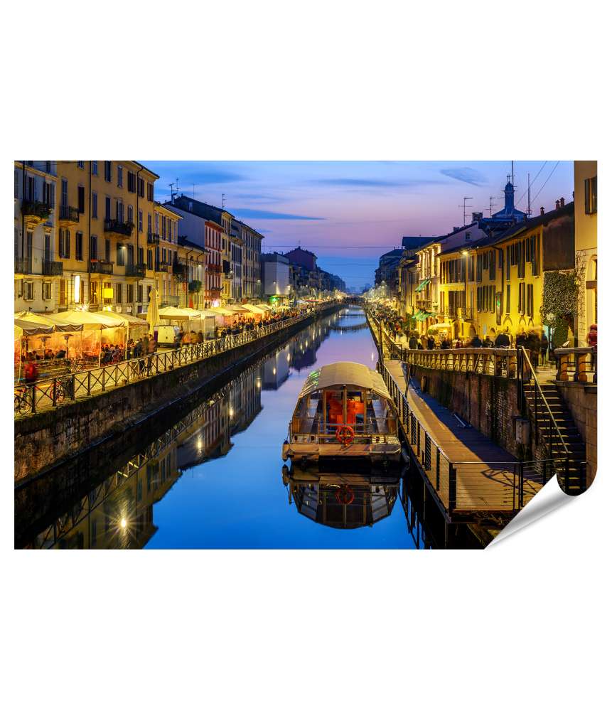 Islandburner Premium Poster Beeindruckendes Wandbild des Naviglio Grande Kanals in Mailand, Italien