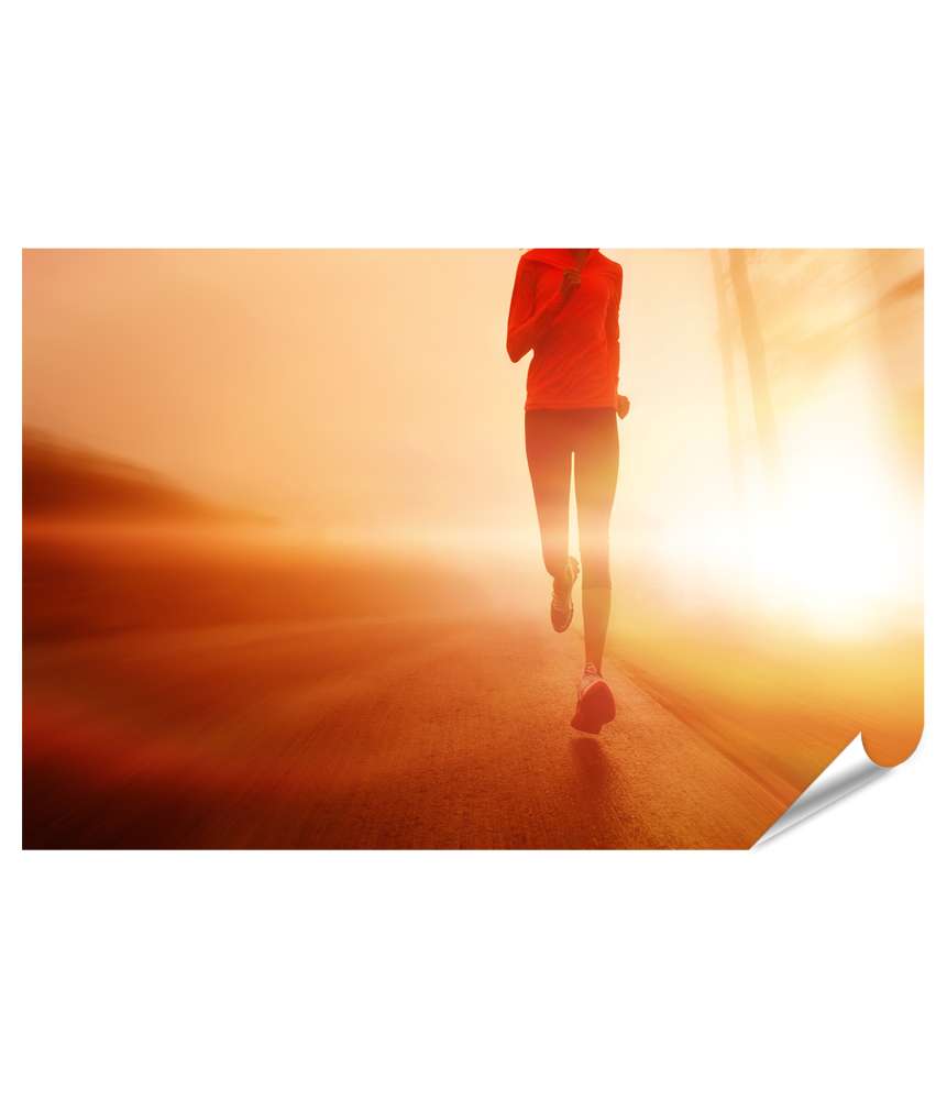 Islandburner Premium Poster Motivierender Athlet beim Laufen im Sonnenlicht - Jogging-Wandbild