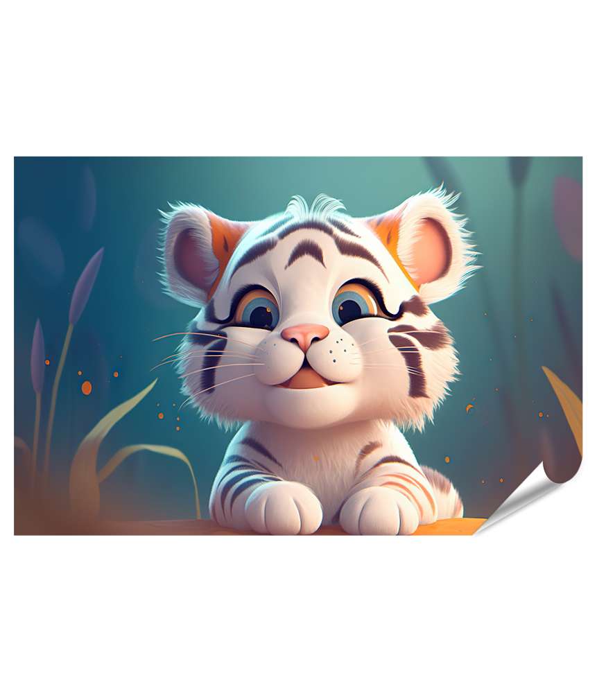 Islandburner Premium Poster Entzückendes Cartoon-Tiger Wandbild für Kinderzimmer