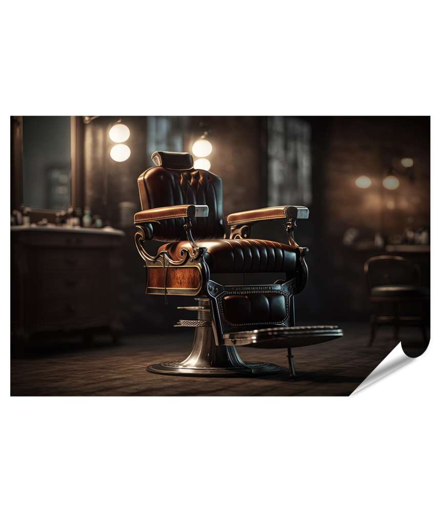 Islandburner Premium Poster Moderner Gentleman Barber Shop mit stilvollem Friseurstuhl Wandbild