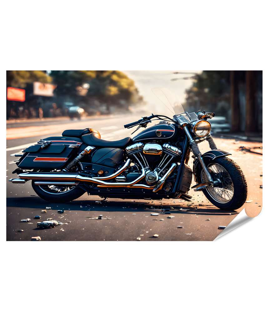 Islandburner Premium Poster Wandbild von Harley Davidson Fat Boy Chopper-Motorrad