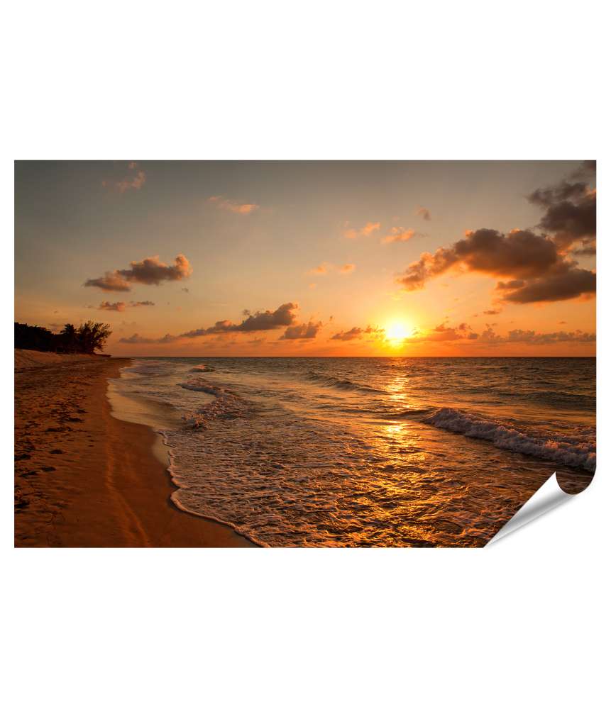 Islandburner Premium Poster Sonnenuntergang am Strand von Varadero, Kuba - Wandbild