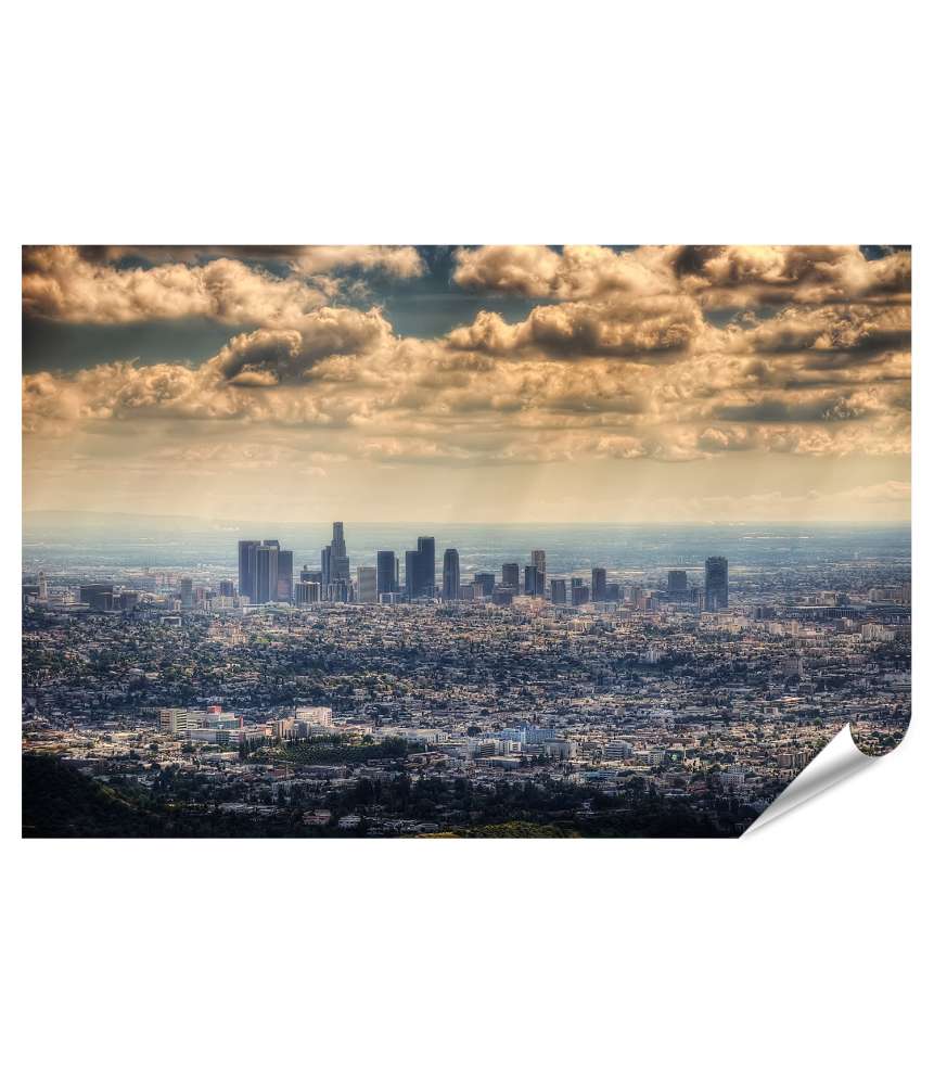 Premium Poster 2015er Wandbild von Los Angeles, aufgenommen vom Hollywood Hill