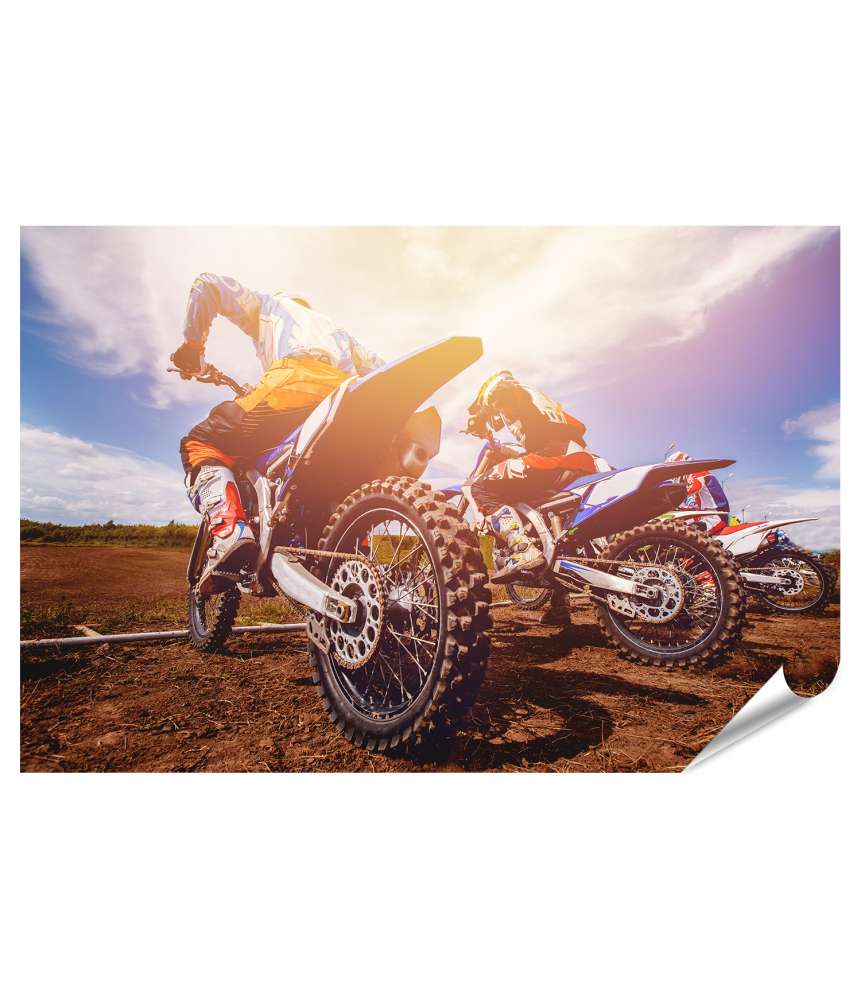Premium Poster Dynamisches Wandbild eines Dirtbike-Teams beim Motocross-Rennen