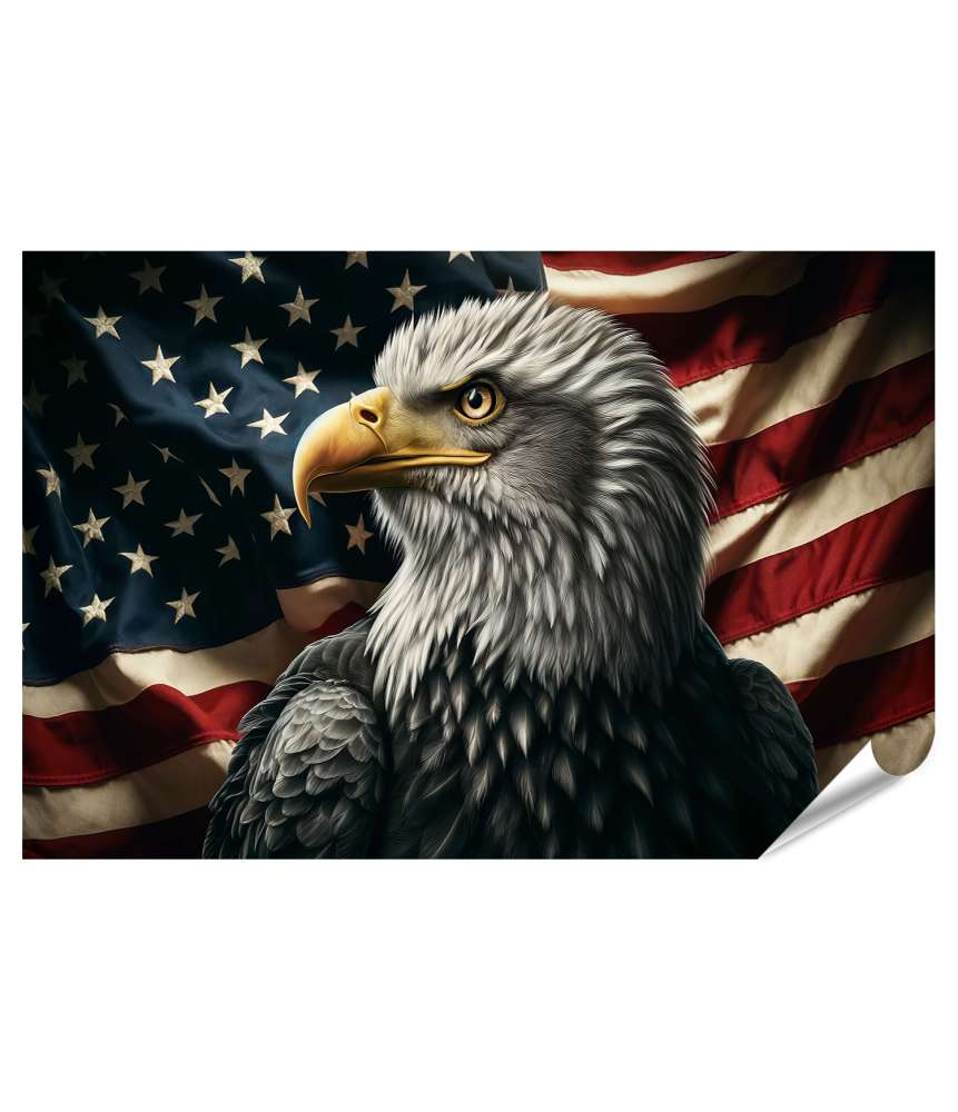islandburner Premium Poster See Adler Porträt vor Vintage USA Flagge