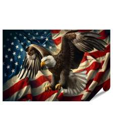islandburner Premium Poster Weißkopfseeadler vor der USA Flagge