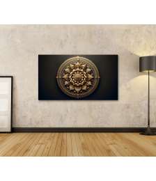 islandburner Bild auf Leinwand Detailliertes Goldenes Mandala auf Dunklem Hintergrund