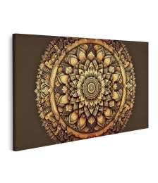 islandburner Bild auf Leinwand Detailliertes Mandala in Gold und Dunkelbraun