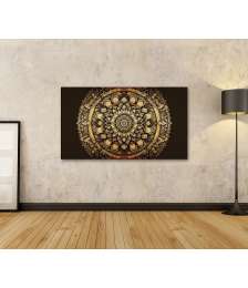 islandburner Bild auf Leinwand Detailliertes Mandala in Gold und Dunkelbraun