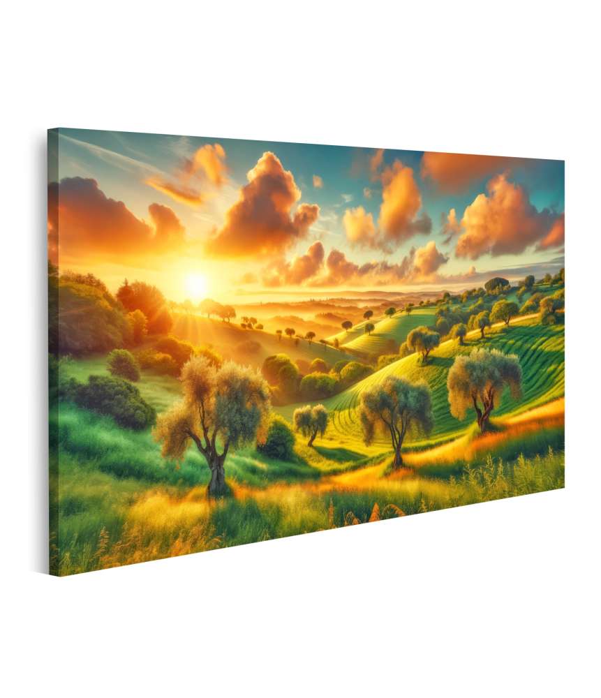 islandburner Bild auf Leinwand Malerische Ländliche Landschaft Bei Sonnenaufgang