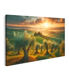 islandburner Bild auf Leinwand Sonnenaufgang in der üppigen toskanischen Landschaft mit Olivenbäumen