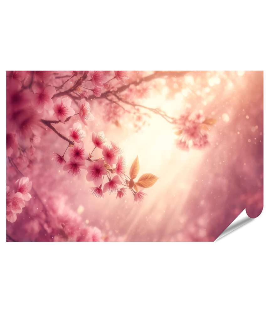 islandburner XXL Premium Poster Zartrosa Kirschblüten im sanften Licht