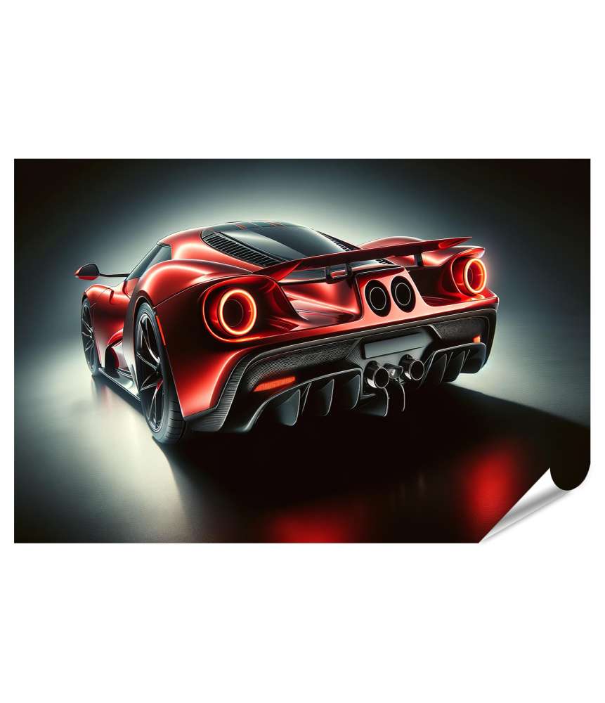 islandburner Premium Poster Elegantes Heck eines roten Sportwagens