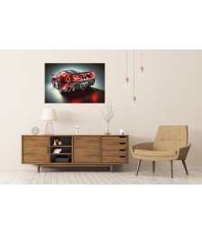 islandburner Premium Poster Elegantes Heck eines roten Sportwagens