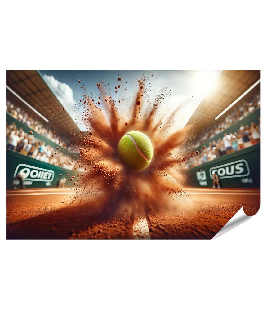 islandburner Premium Poster Explosiver Tennismoment auf Sandplatz