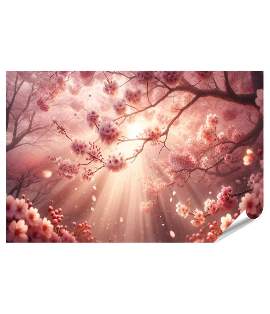 islandburner Premium Poster Magische Kirschblüten im Morgenlicht
