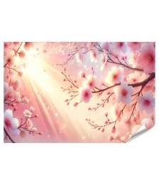 islandburner Premium Poster Sanftes Licht durch Kirschblüten im Frühling