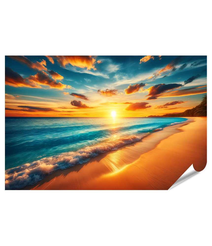 islandburner Premium Poster Sonnenuntergang am tropischen Strand